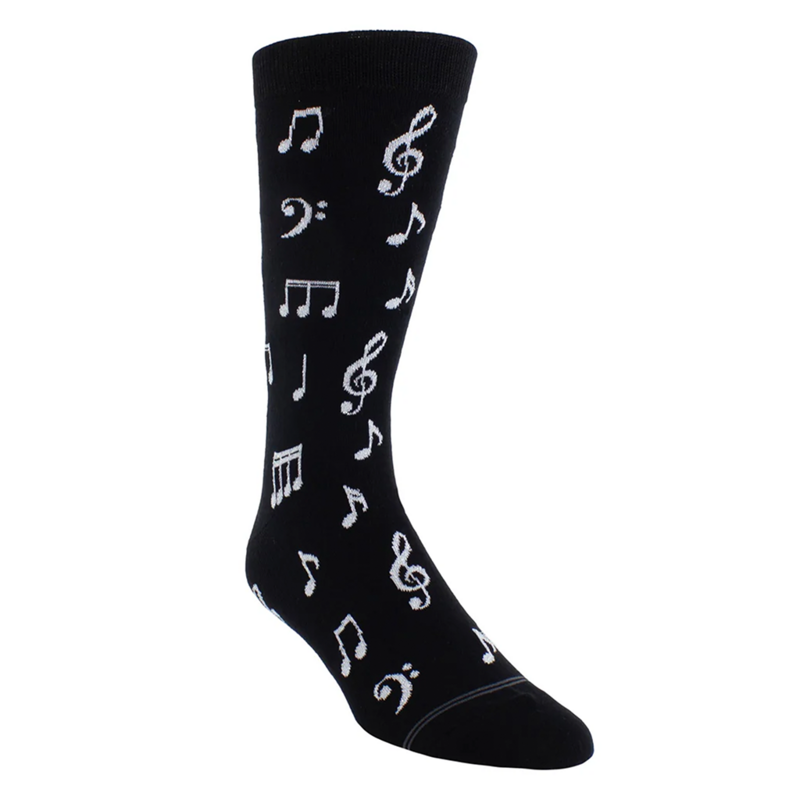 Image of Musical Notes socks - White/glitter on Black