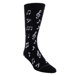 Musical Notes socks - White/glitter on Black